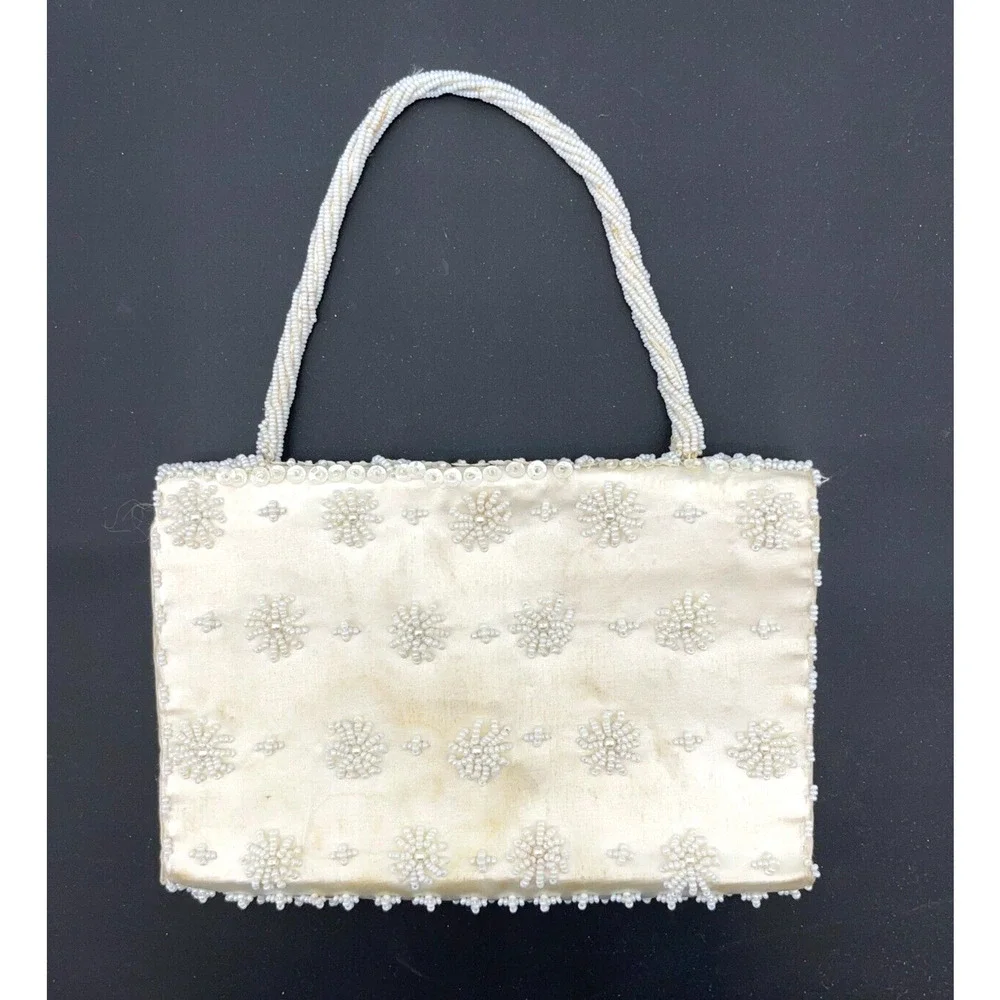 Bon Soir Hand-Made Beaded Sequin Purse Evening Hand Clutch Bag 50s 60s